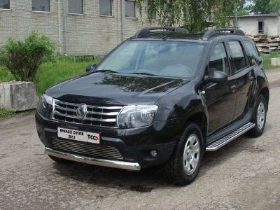 Защита передняя овальная короткая 75х42 мм ТСС для Renault Duster 2011-2015