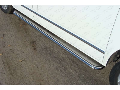 Пороги с площадкой нержавеющий лист 42 мм ТСС для Volkswagen Multivan/Caravelle 2009-2015