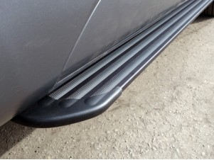 Пороги алюминиевые Slim Line Black для SsangYong Actyon № SSANACT11-16B