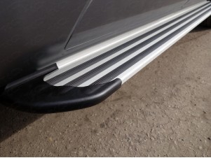Пороги алюминиевые Slim Line Silver для SsangYong Actyon № SSANACT11-16S